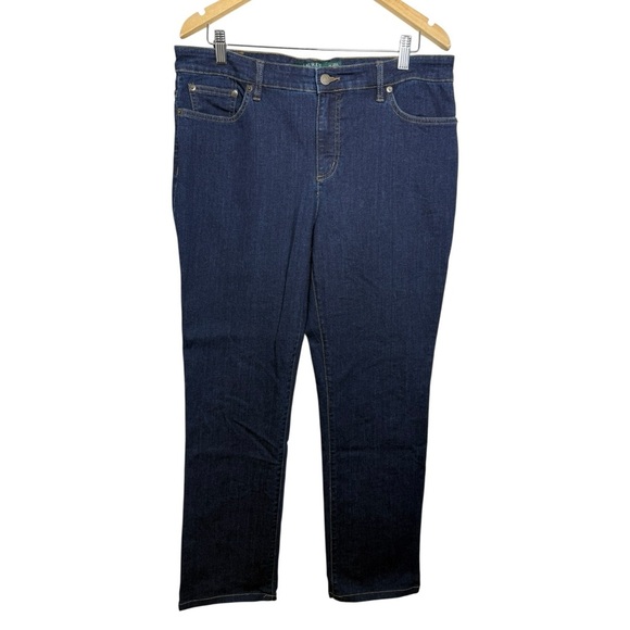 Ralph Lauren Modern Straight Curvy Jeans Size 14 Dark Wash - Picture 2 of 10